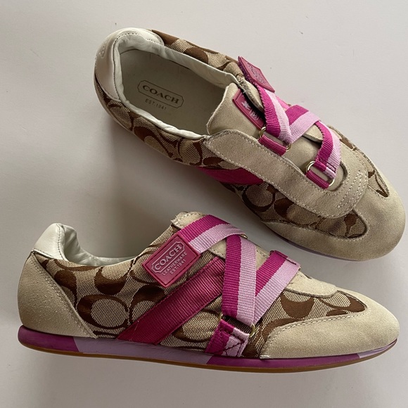 Coach Shoes - COACH Khaki Signature & Lilac Juli Flat Shoes 8